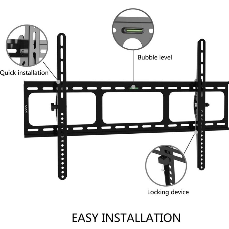 Amer Mounts BIGASSMOUNT60T Flat Panel Wall Mount with Tilt (Max TV Size 100") - Heavy Duty, Bubble Level, Easy Installation