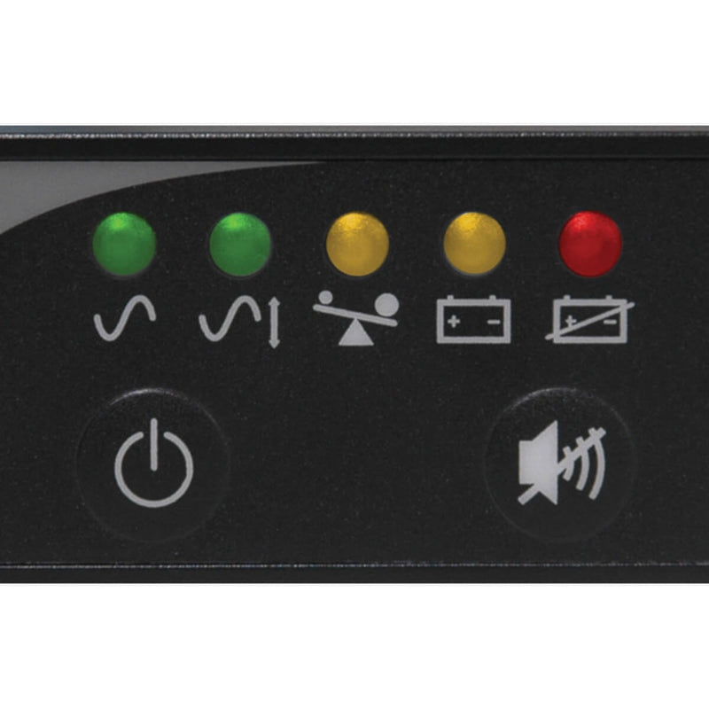 Detailed view of LED indicator panel showing power status and diagnostic symbols