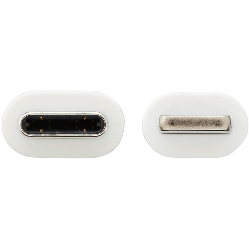 Detailed view of USB-C and Lightning connector ports showing contact points