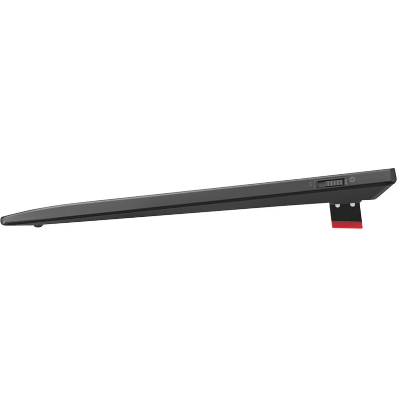 Side profile view of ThinkPad TrackPoint II Keyboard showing its slim design and tilt angle