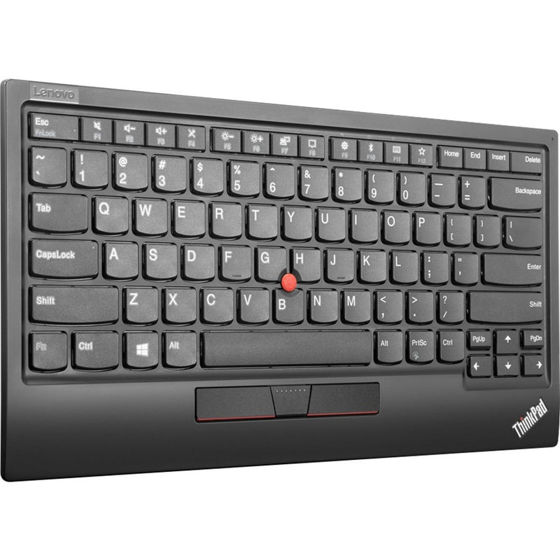 Angled view of ThinkPad TrackPoint II Keyboard emphasizing TrackPoint and touchpad integration