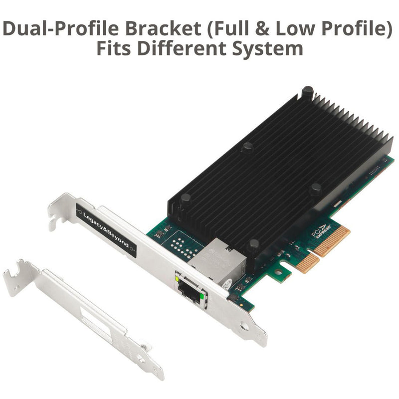 SIIG 10G Ethernet Card showing both full-height and low-profile brackets