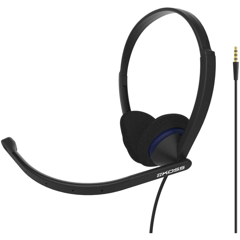 Koss CS200i headset with flexible boom microphone and over-ear design shown from side angle