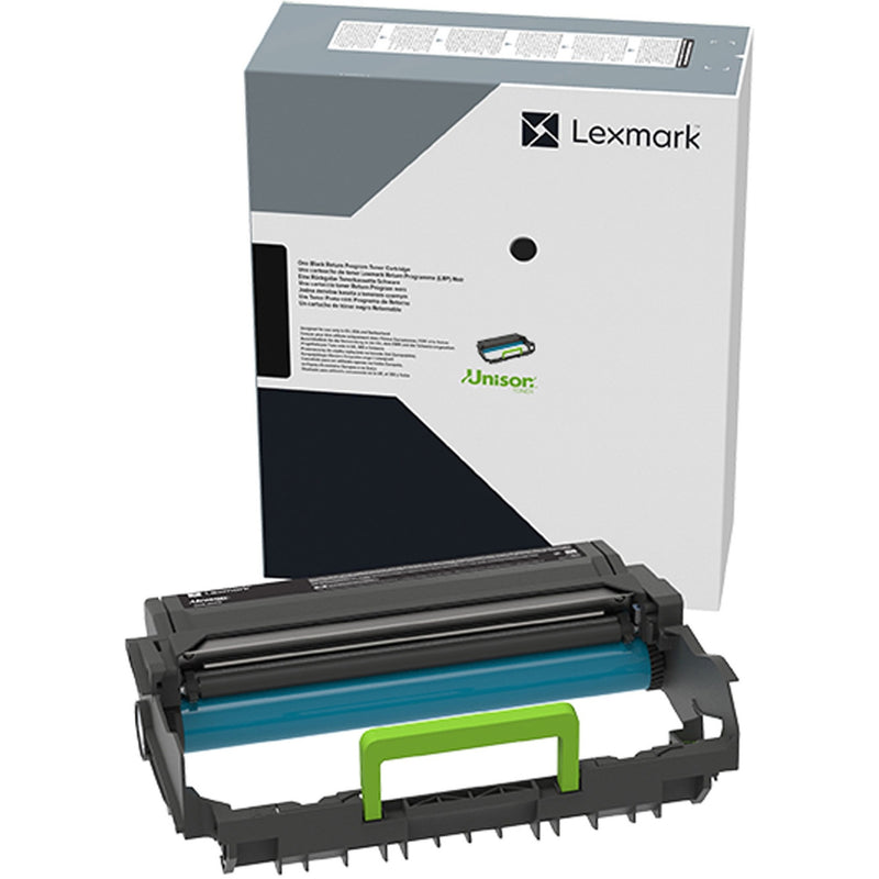 Lexmark 55B0ZA0 Photoconductor Unit showing the imaging drum unit and its retail packaging with Unison technology branding