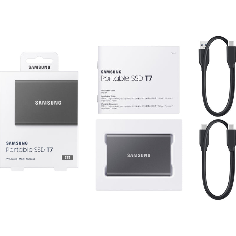 Samsung T7 SSD complete package contents layout