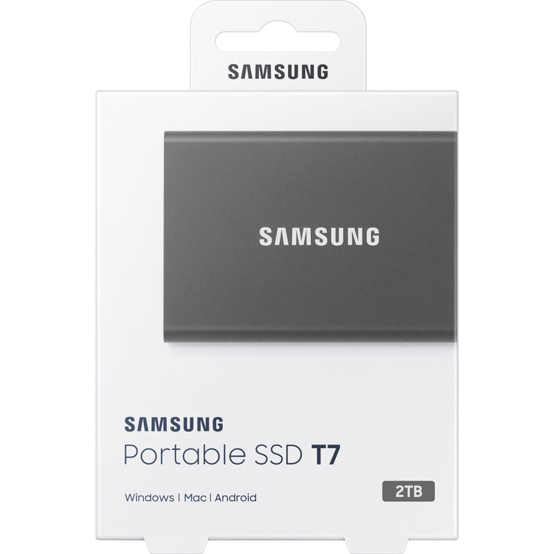 Samsung T7 SSD retail package contents display