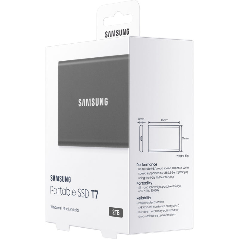 Samsung T7 technical specifications and dimensional details