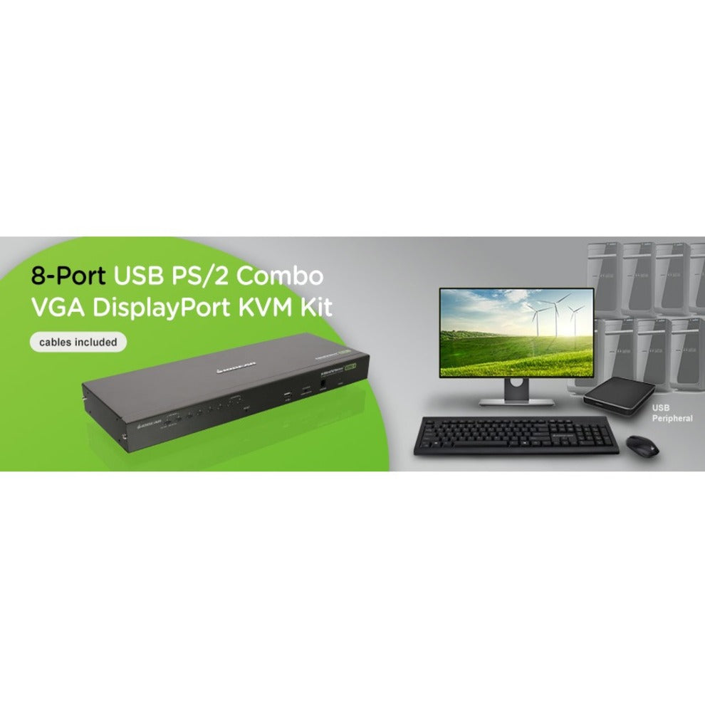 IOGEAR - آيوجير GCS1808DPKITU - 8-منفذ USB PS/2 مجموعة VGA DisplayPort KVM، ضمان لمدة 3 سنوات، منشأ تايوان