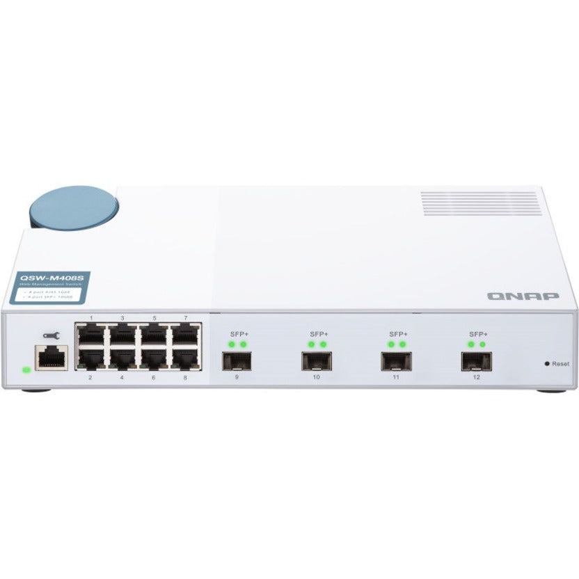 QNAP QSW-M408S-US QSW-M408S Ethernet Switch 10GBase-X 10/100/1000Base-T 4 SFP+ Slots 8 Gigabit Ethernet Ports