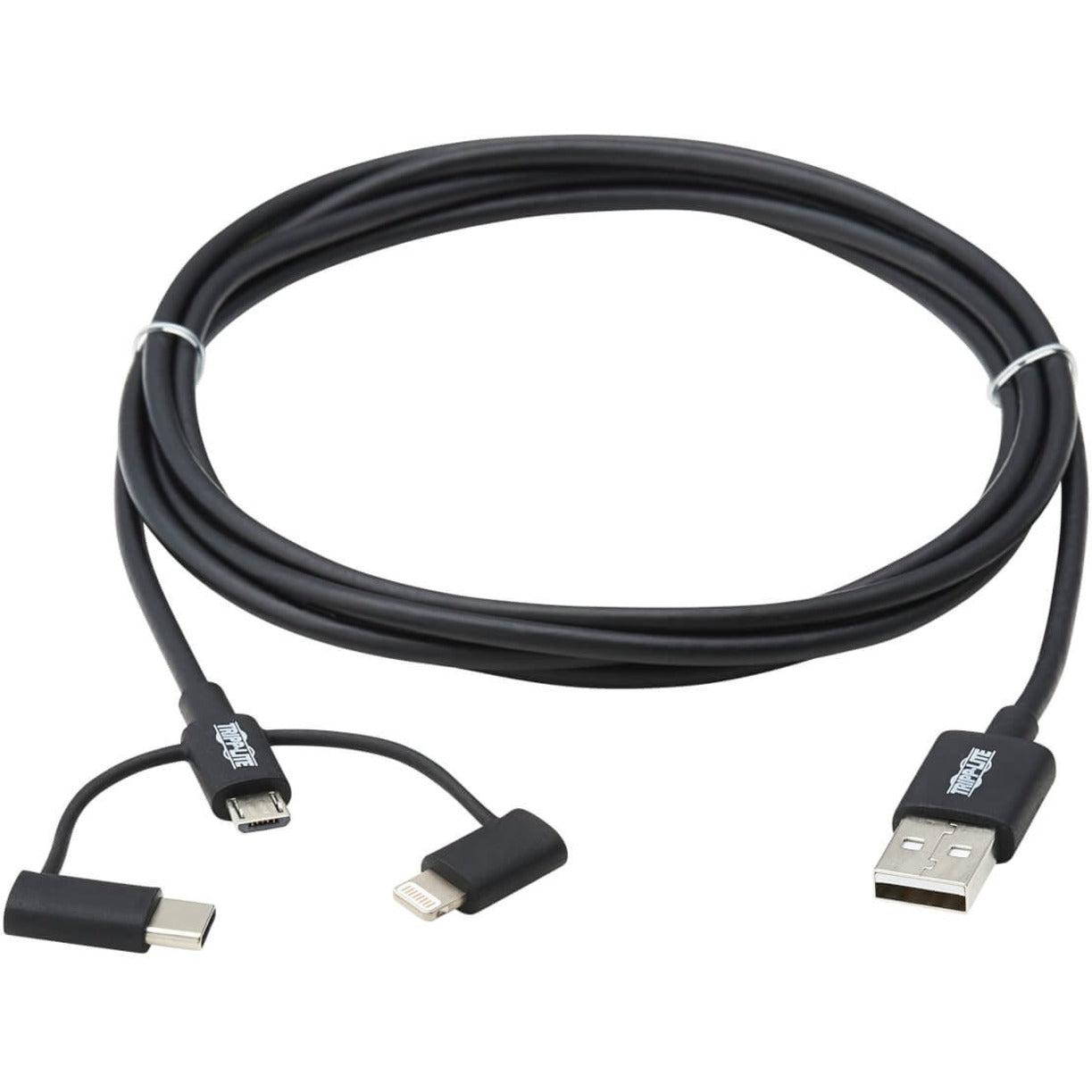 Tripp - 삼방향 Lite - 라이트 M101-006-LMC-BK - M101-006-LMC-BK USB-A - USB-A to - 에 Lightning - 라이트닝 USB Micro-B - USB 마이크로-B and - 와 USB-C - USB-C Sync/Charge - 동기화/충전 Cable - 케이블 Black - 검정 6 ft - 6 ft.