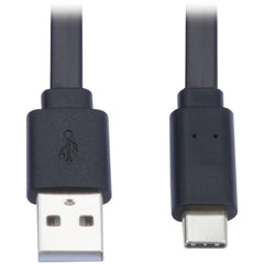 特利普轻 U038-003-FL USB-A 至 USB-C 扁平线（男/男），黑色，3 英尺（0.9 米） 特利普轻