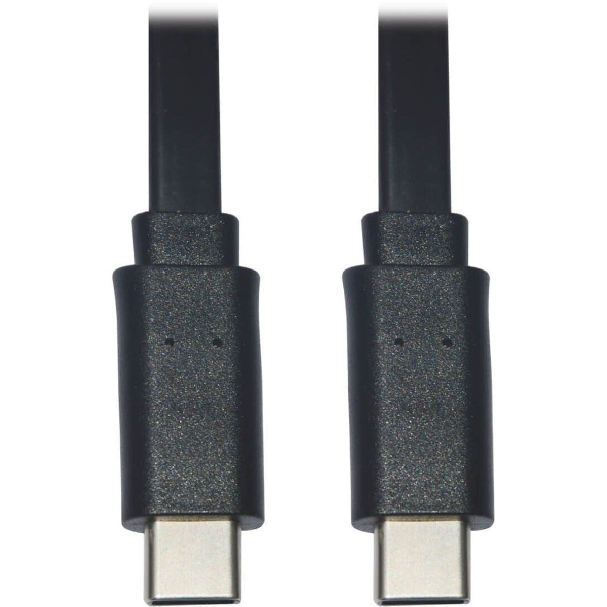 Close-up view of two black USB-C connectors with gold-plated contacts and nickel-plated housing-alternate-image1