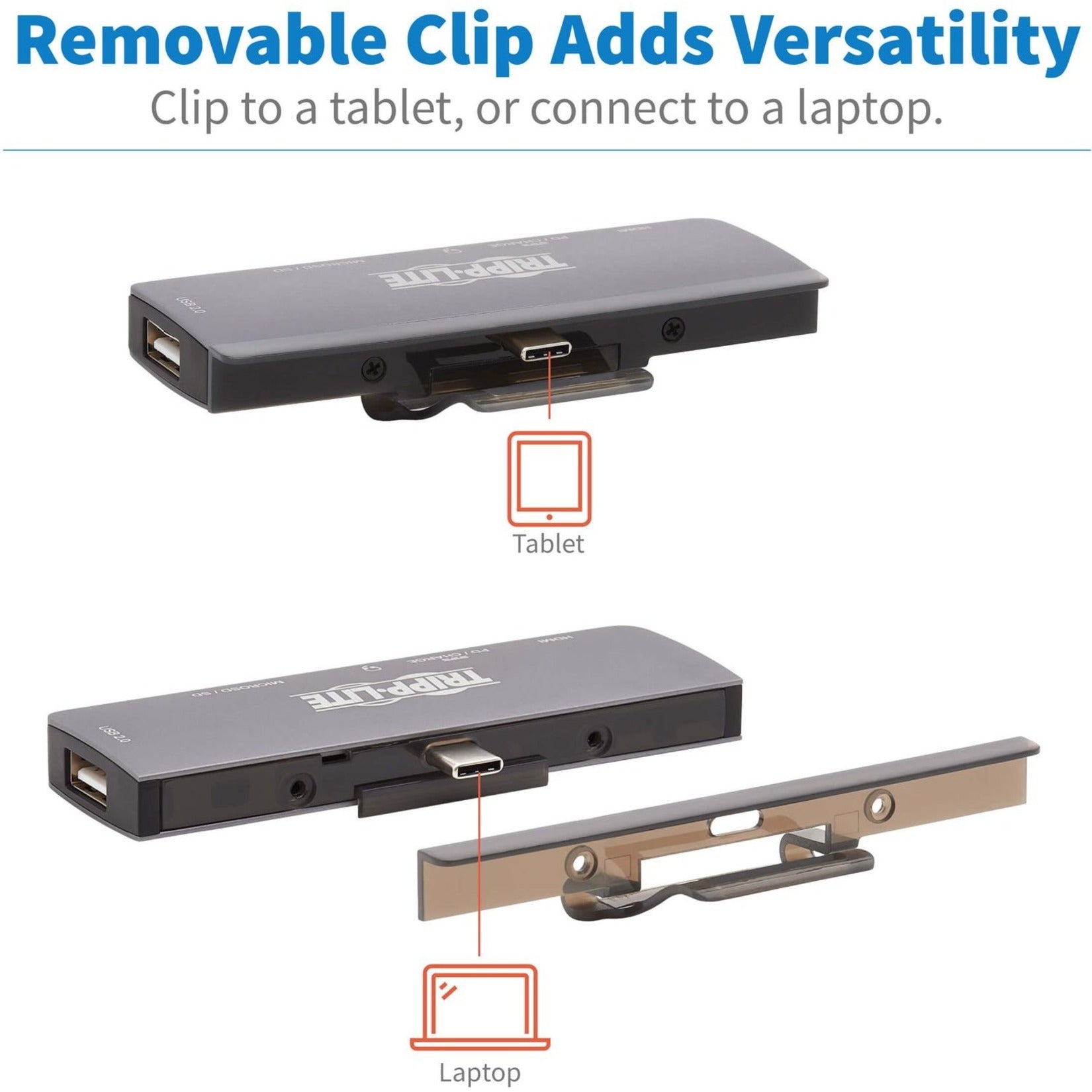 Demonstration of U442-DOCK15-S's removable clip system for tablet and laptop use-alternate-image3