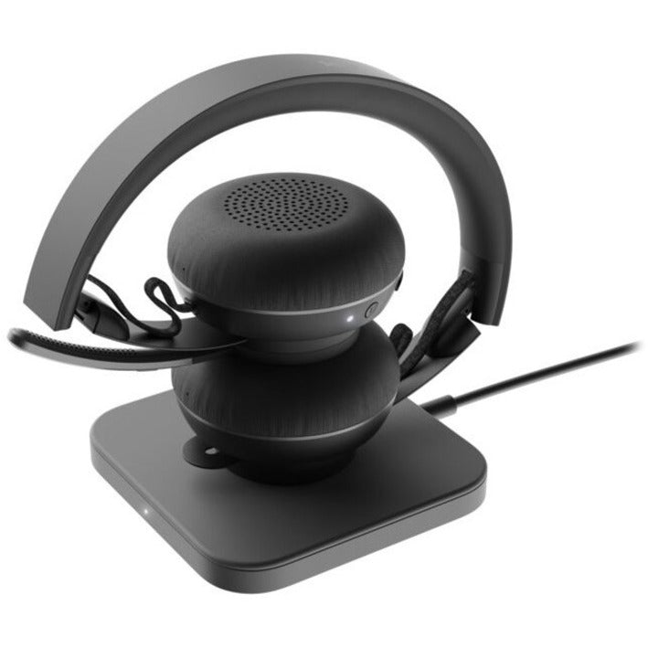 Logitech Zone Wireless headset on wireless charging stand-alternate-image5