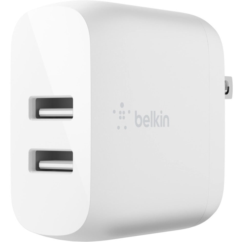 Belkin WCD001DQ1MWH BOOST&uarr;CHARGE AC Adapter Dual USB-A Wall Charger 24W with Lightning to USB-A Cable  Belkin WCD001DQ1MWH BOOST&uarr;CHARGE AC-adapter Dubbele USB-A Muur Oplader 24W met Lightning naar USB-A Kabel