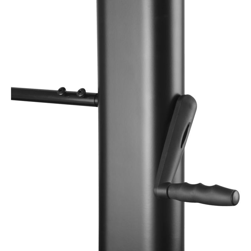 Detail view of height adjustment mechanism and handle