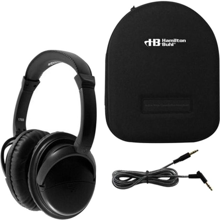 Hamilton Buhl NC-HBC1 Deluxe Active Noise-Cancelling Headphones with Case, Over-the-head, 1 Year Warranty, Tablets and Mobile Devices Compatibility