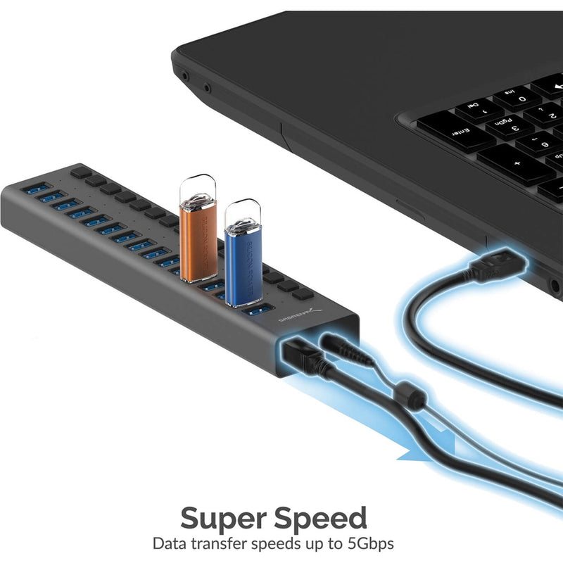 Illustration of SuperSpeed data transfer capability with USB 3.0 connection