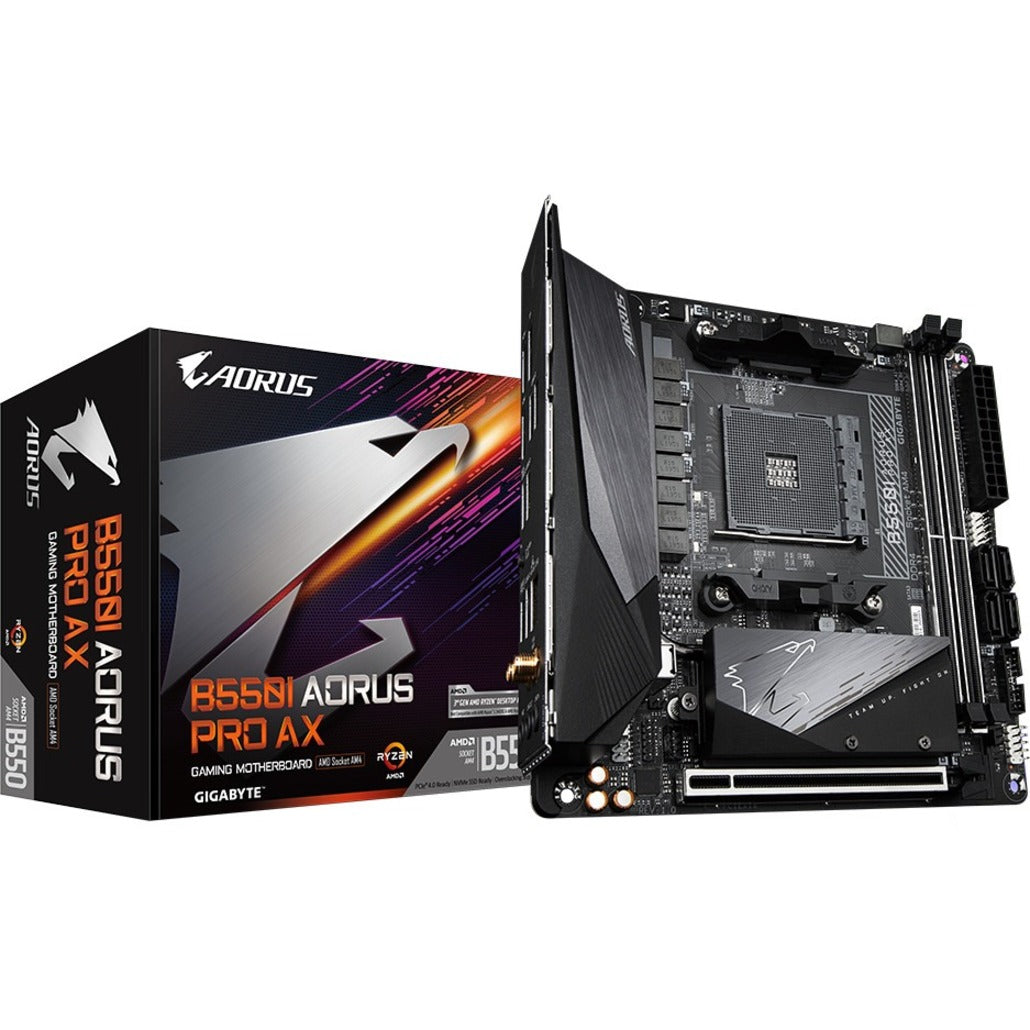 Aorus Ultra Durable B550I AORUS PRO AX Desktop Motherboard - Mini ITX, AMD B550 Chipset, Socket AM4