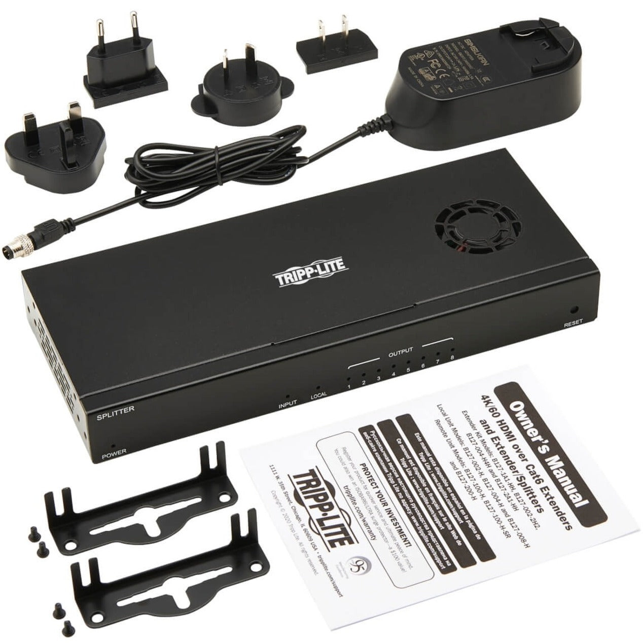 Complete B127-008-H kit including power adapters, mounting hardware, and documentation-alternate-image6