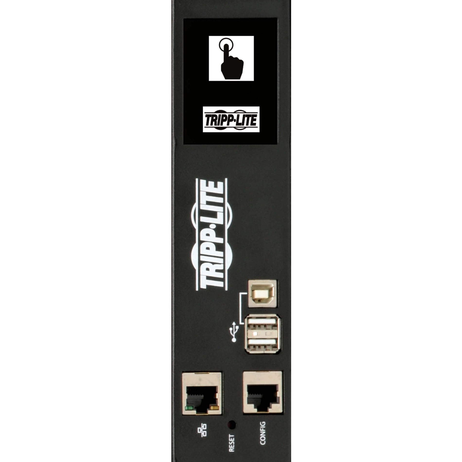 Close-up of PDU network management interface showing ports and display-alternate-image3