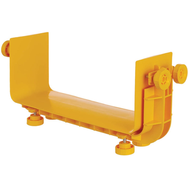 Yellow U-shaped PVC fiber routing coupler with adjustable mounting screws