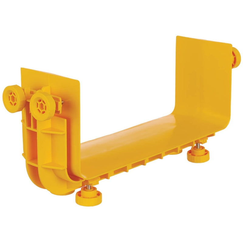 Front view of yellow fiber routing coupler showing mounting system