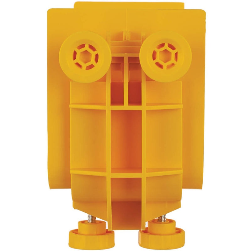 Top view of yellow fiber routing coupler showing internal support structure