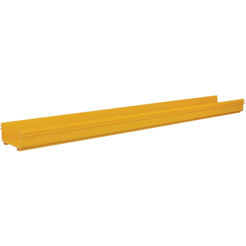 Yellow PVC straight channel section for fiber optic cable management, front view