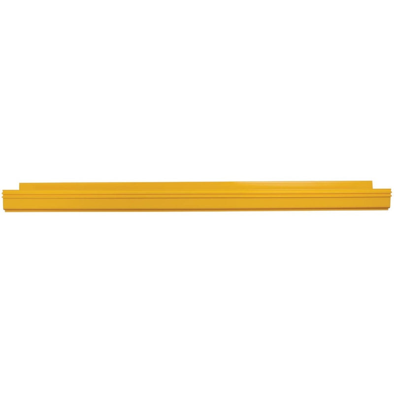 Profile view of yellow cable channel showing horizontal support structure