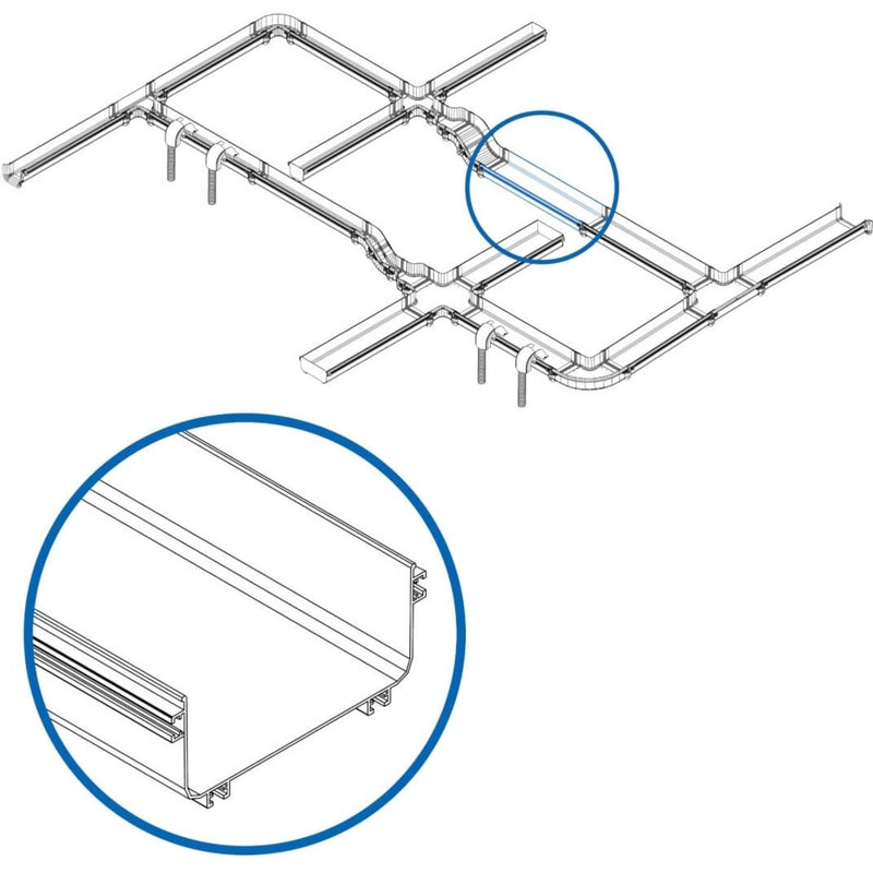 Technical diagram showing cable channel installation and configuration details