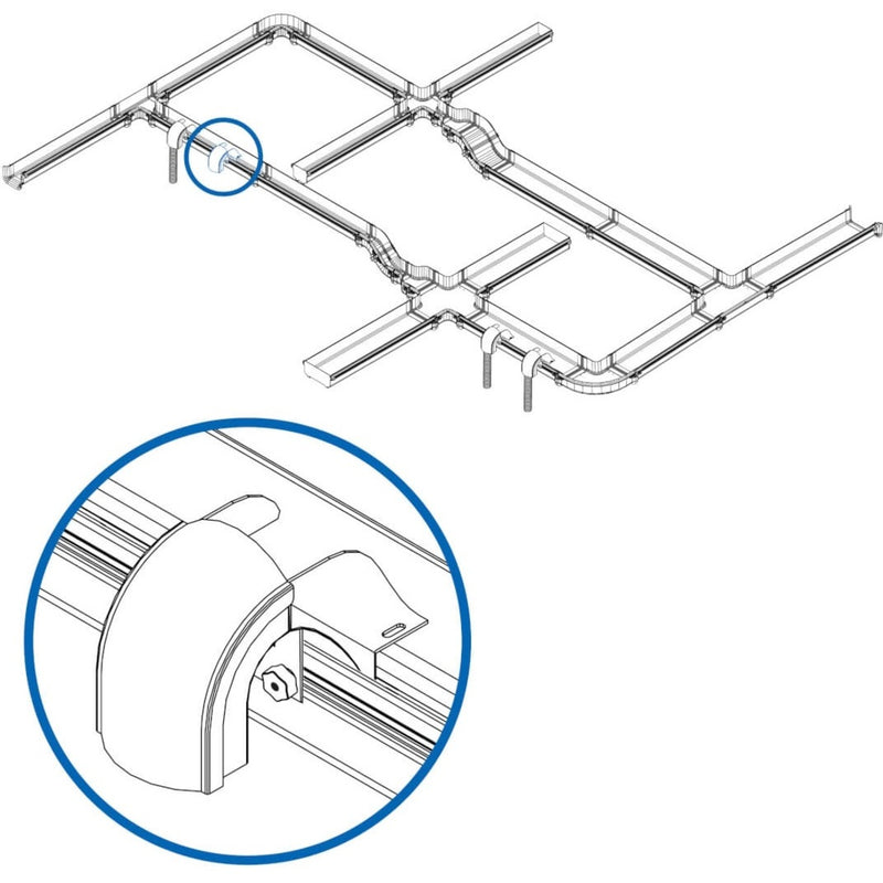 Technical diagram showing waterfall adapter installation in fiber routing system