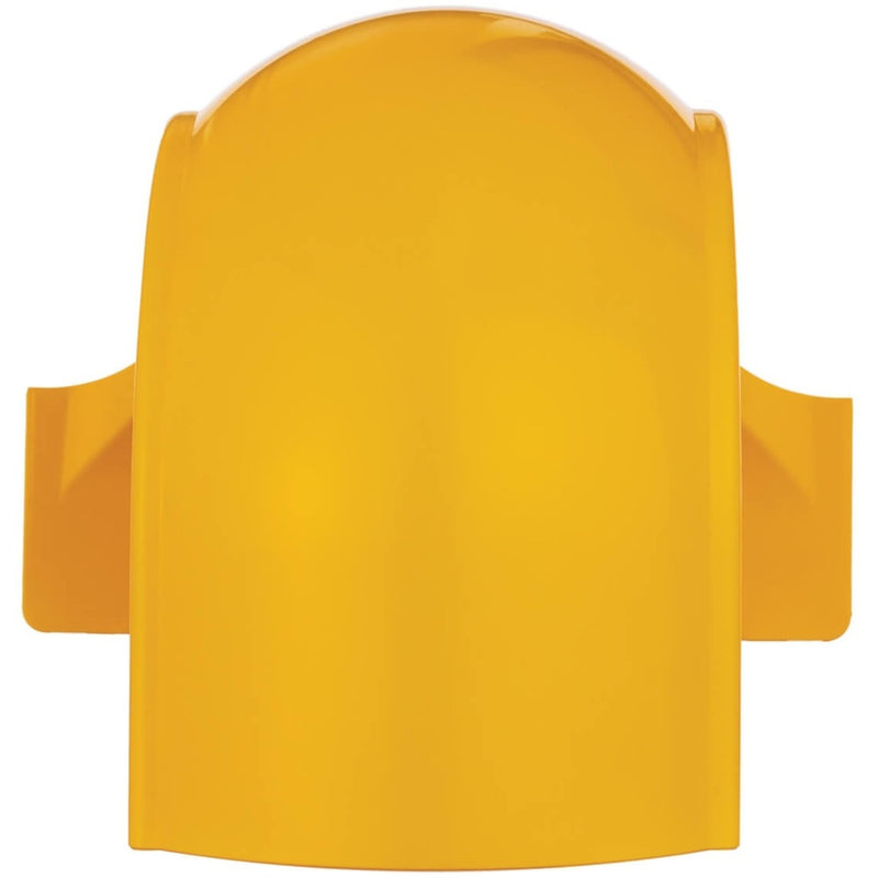 Top view of yellow waterfall adapter displaying streamlined design