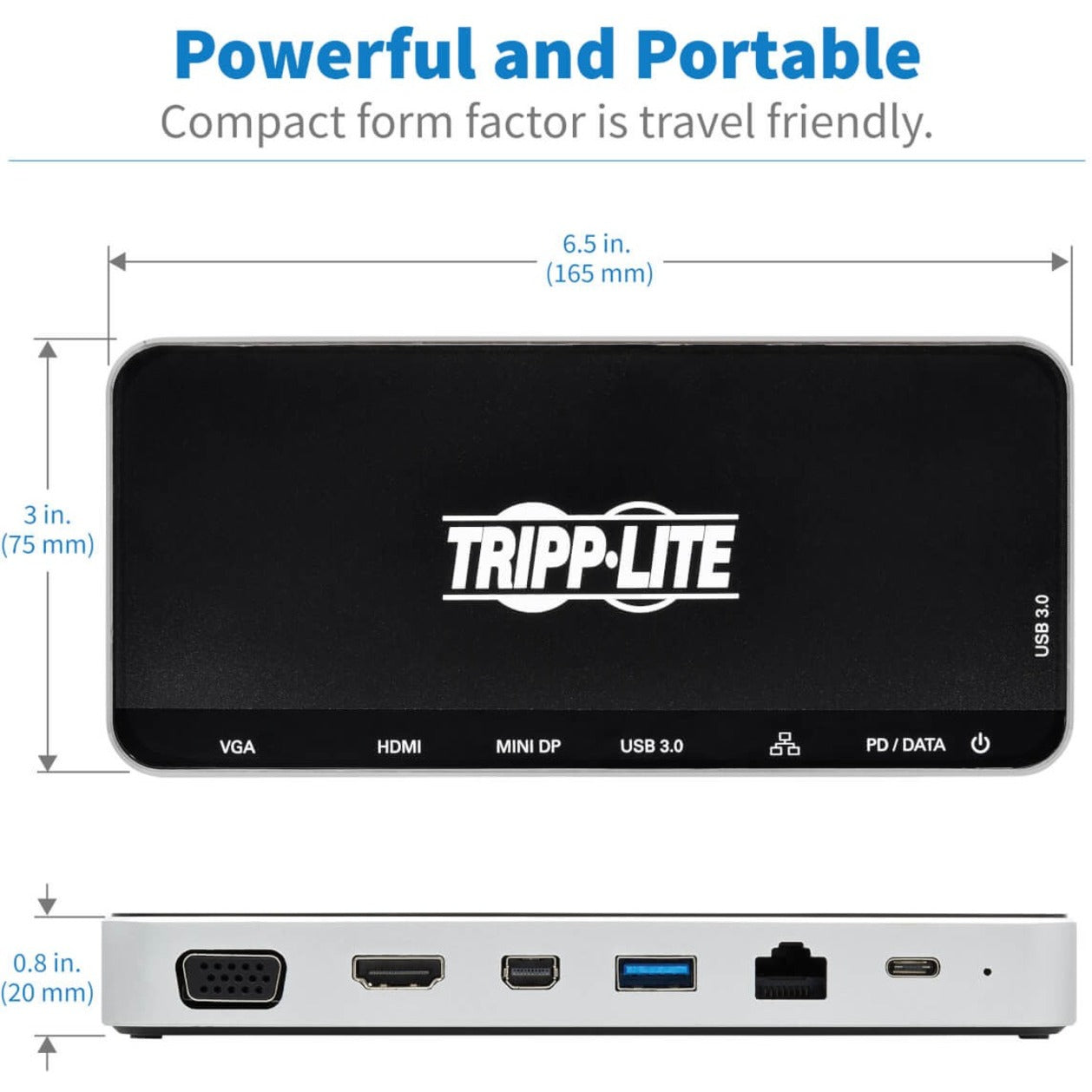 Tripp Lite U442-DOCK16-B Estación de Acoplamiento USB-C de Triple Pantalla 3 Años de Garantía VGA HDMI USB Tipo-C DisplayPort Thunderbolt RJ-45 Mini DisplayPort Fuente de Alimentación de 60W