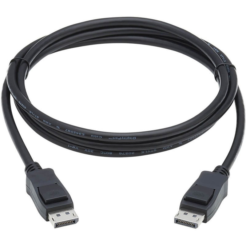 Full length view of 6-foot DisplayPort 1.4 cable showing both connectors and cable flexibility