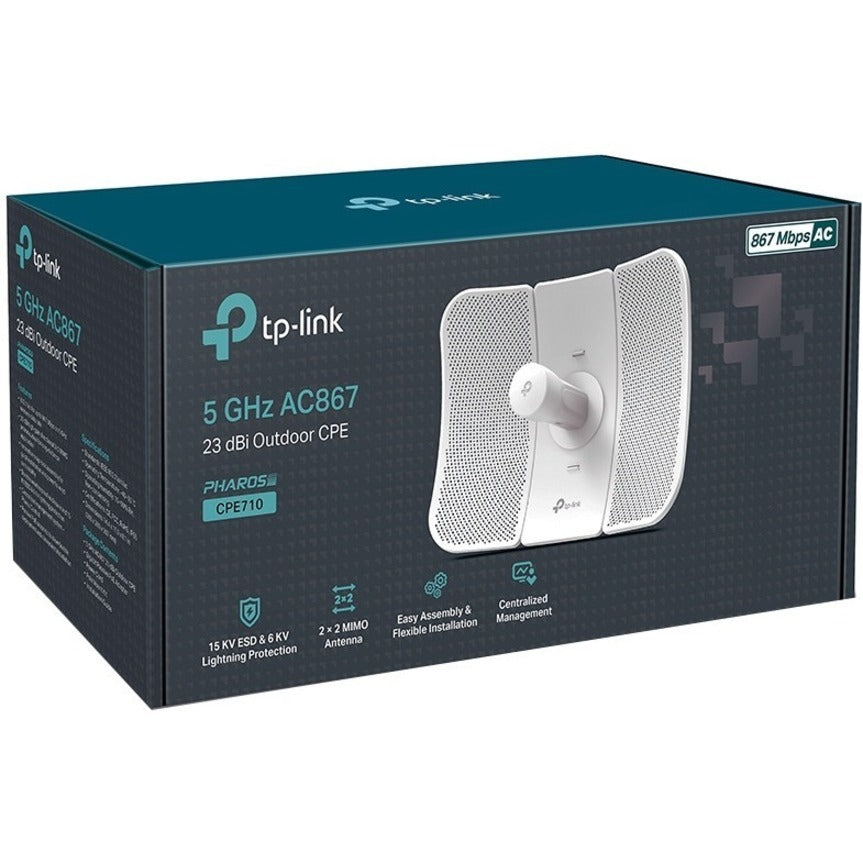 TP-Link CPE710 5GHz AC 867Mbps 23dBi Outdoor CPE, Long Range Wireless Bridge