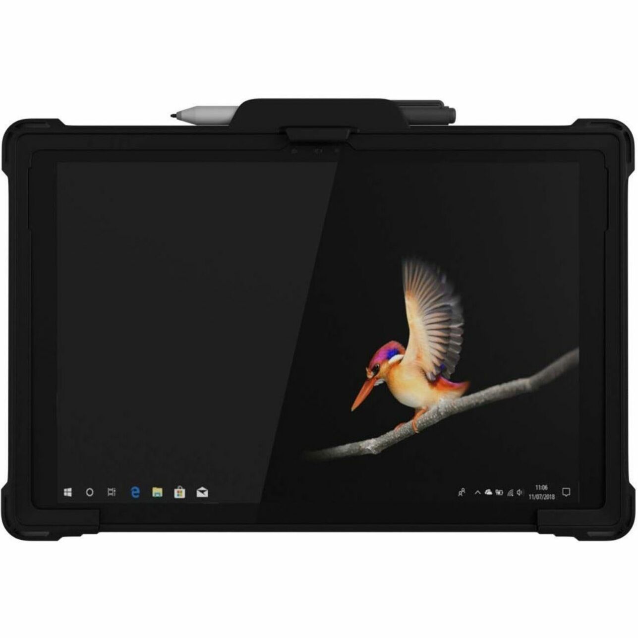 Front view of Surface Go protected by MAXCases Extreme Shell showing clear screen visibility with protective frame-alternate-image2