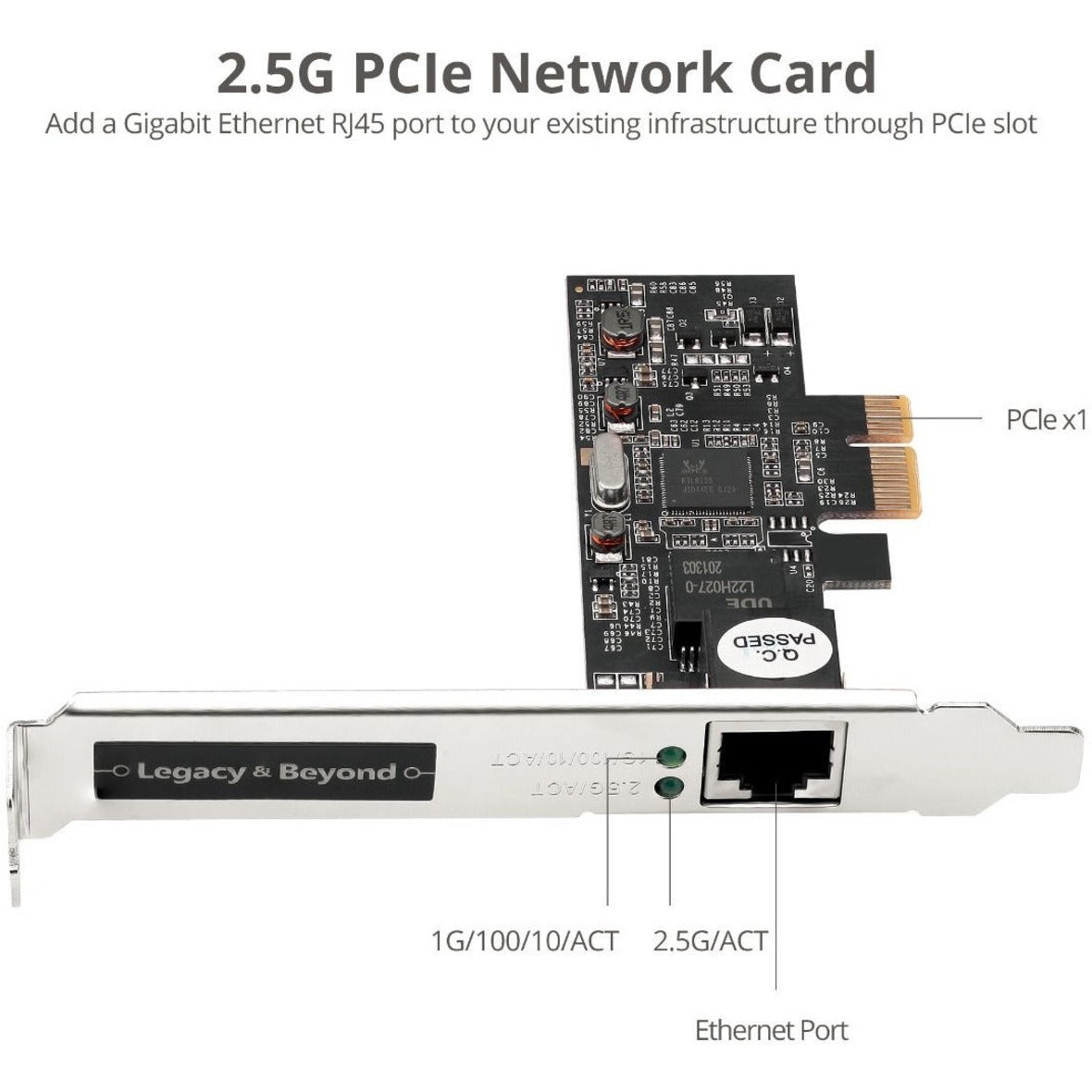 SIIG LB-GE0611-S1 Single 2.5G 4-Speed Multi-Gigabit Ethernet PCIe Card, High-Speed Network Connectivity