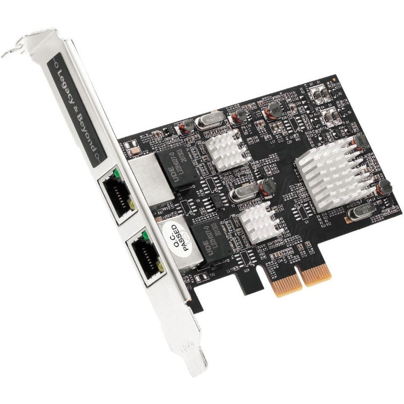 SIIG Dual 2.5G PCIe network card showing two RJ45 ports and circuit board with heatsinks