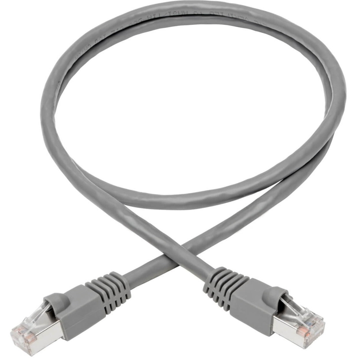 Full length view of 2-foot gray Cat6a patch cable with connectors-alternate-image2