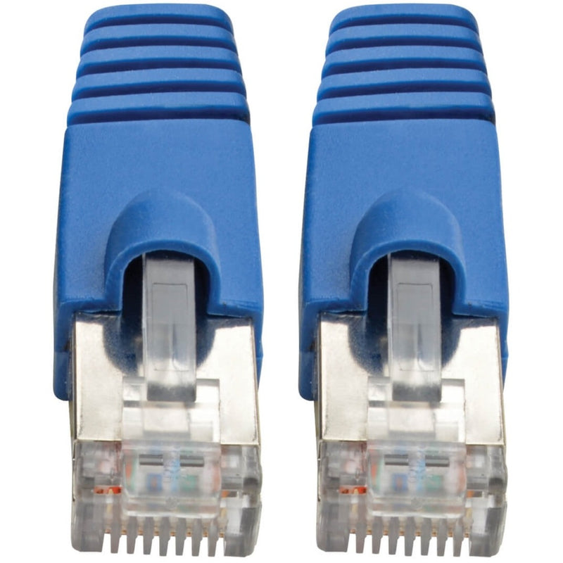 Detailed view of shielded RJ45 connector construction showing internal components