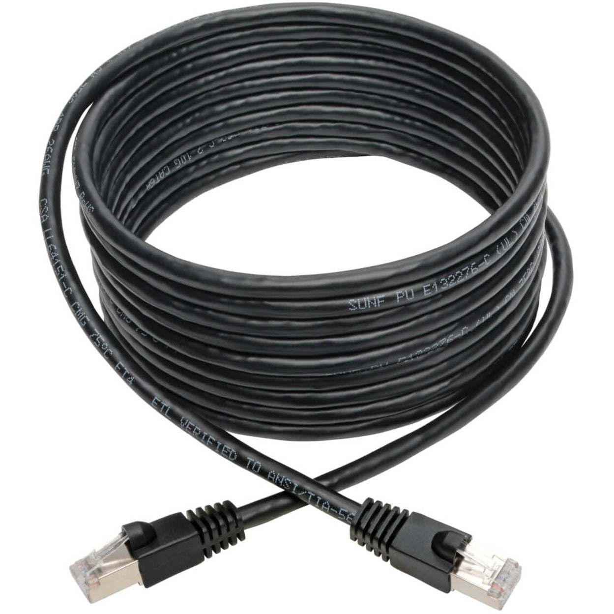 Full length view of 15ft black Cat6a network cable with connectors-alternate-image2