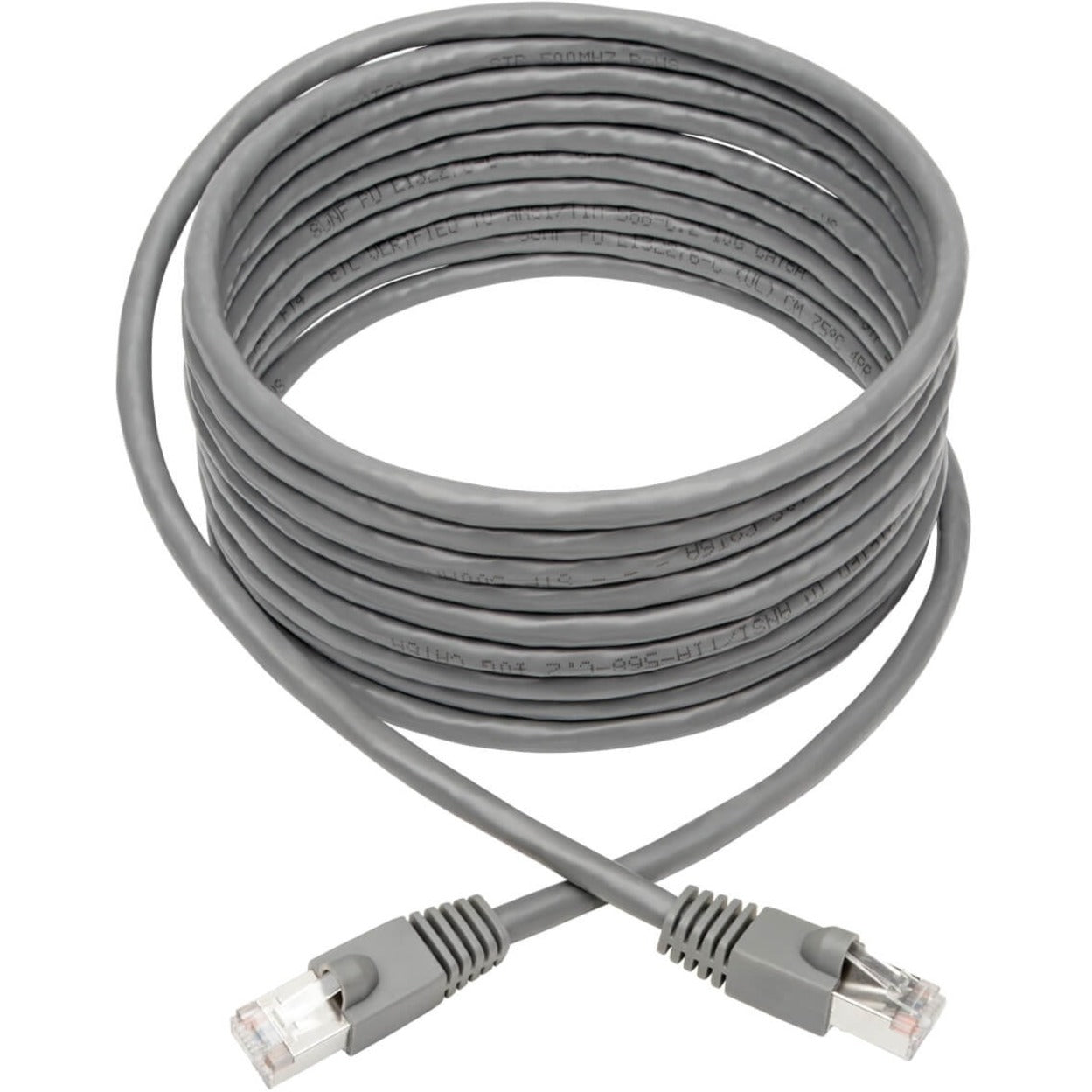 Full length view of gray Cat6a network cable coiled to show flexibility and length-alternate-image2