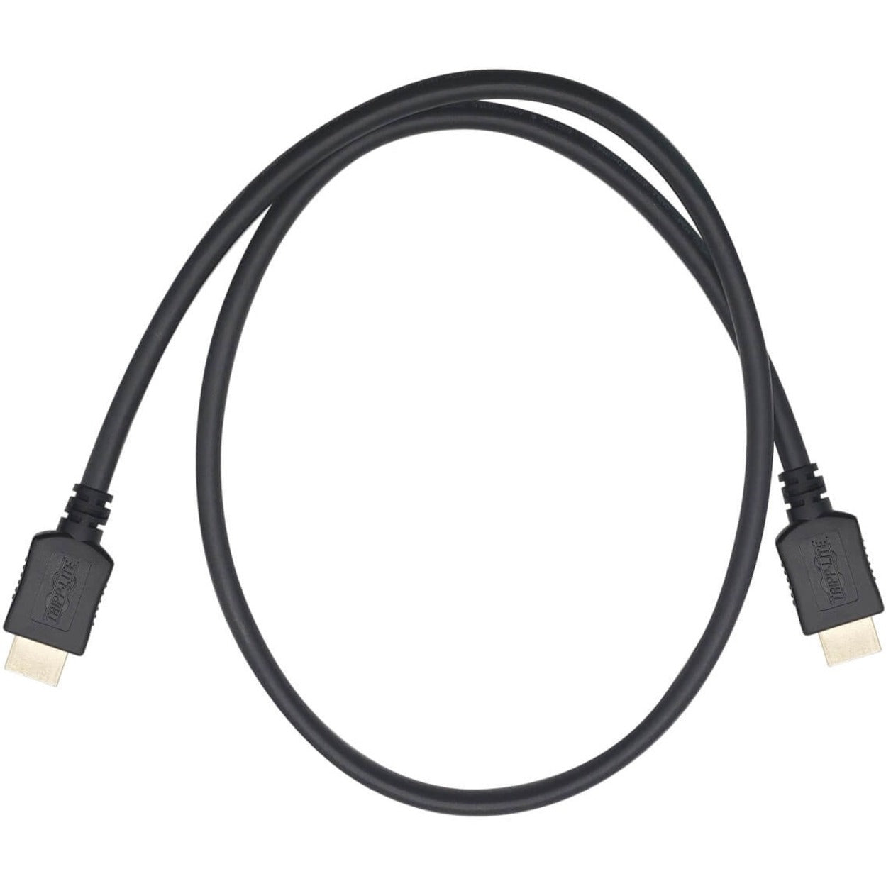 Full-length view of curved Tripp Lite HDMI cable showing flexibility-alternate-image3