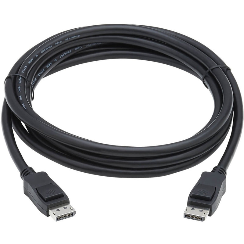 Full-length view of 10-foot DisplayPort 1.4 cable showing flexible black jacket and connectors