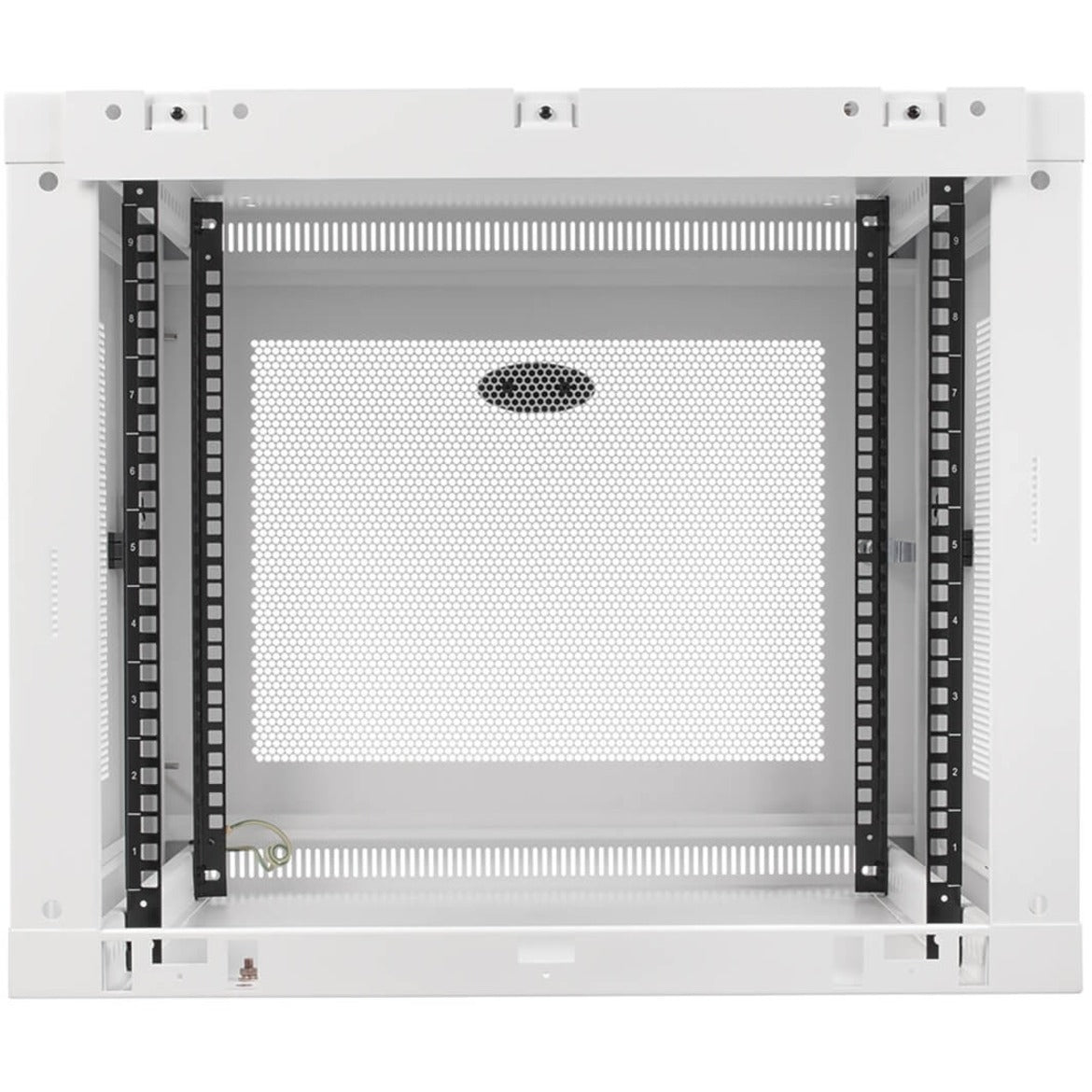 Interior view of SRW9UDPW showing adjustable mounting rails and numbered rack units-alternate-image2