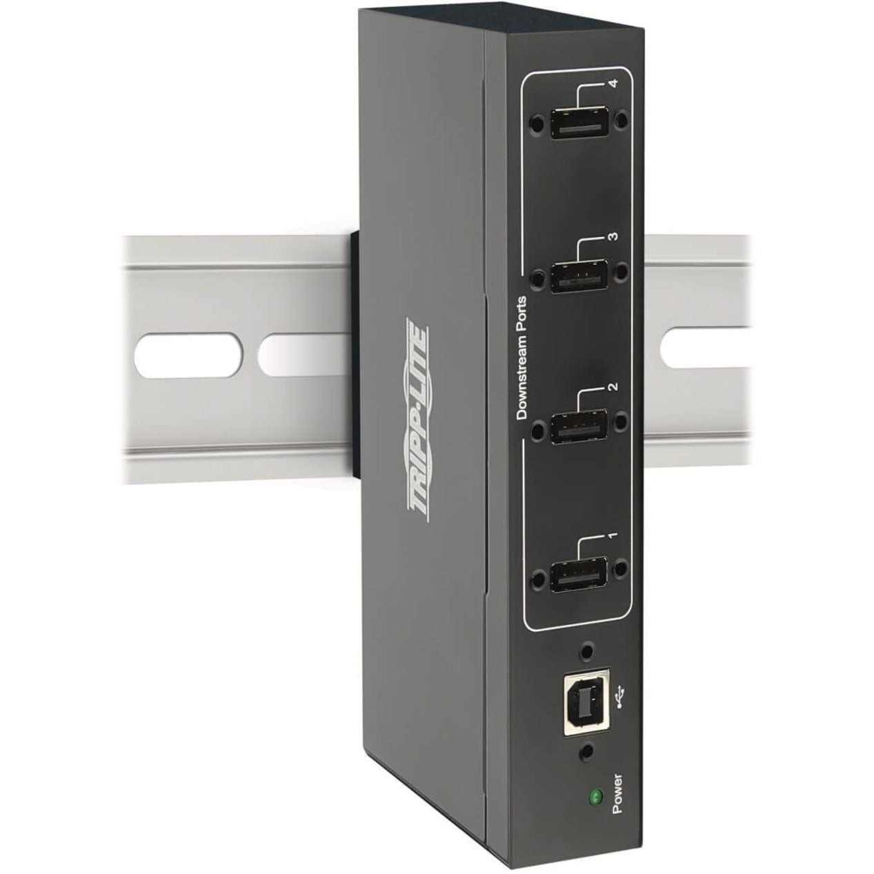 Side view of USB hub mounted on DIN rail showing port accessibility-alternate-image3