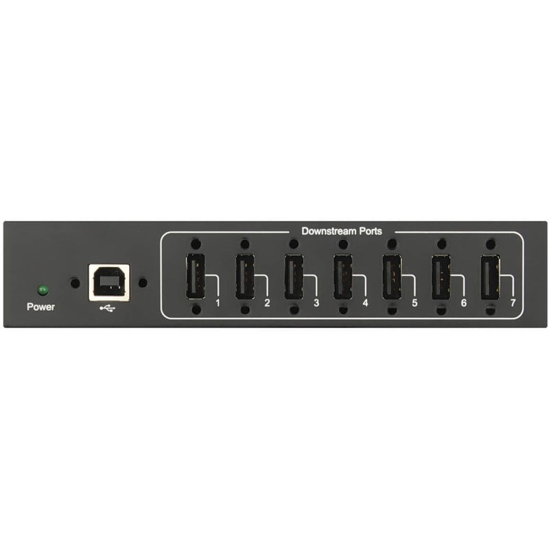 Close-up view of USB hub ports showing numbered layout and connection options