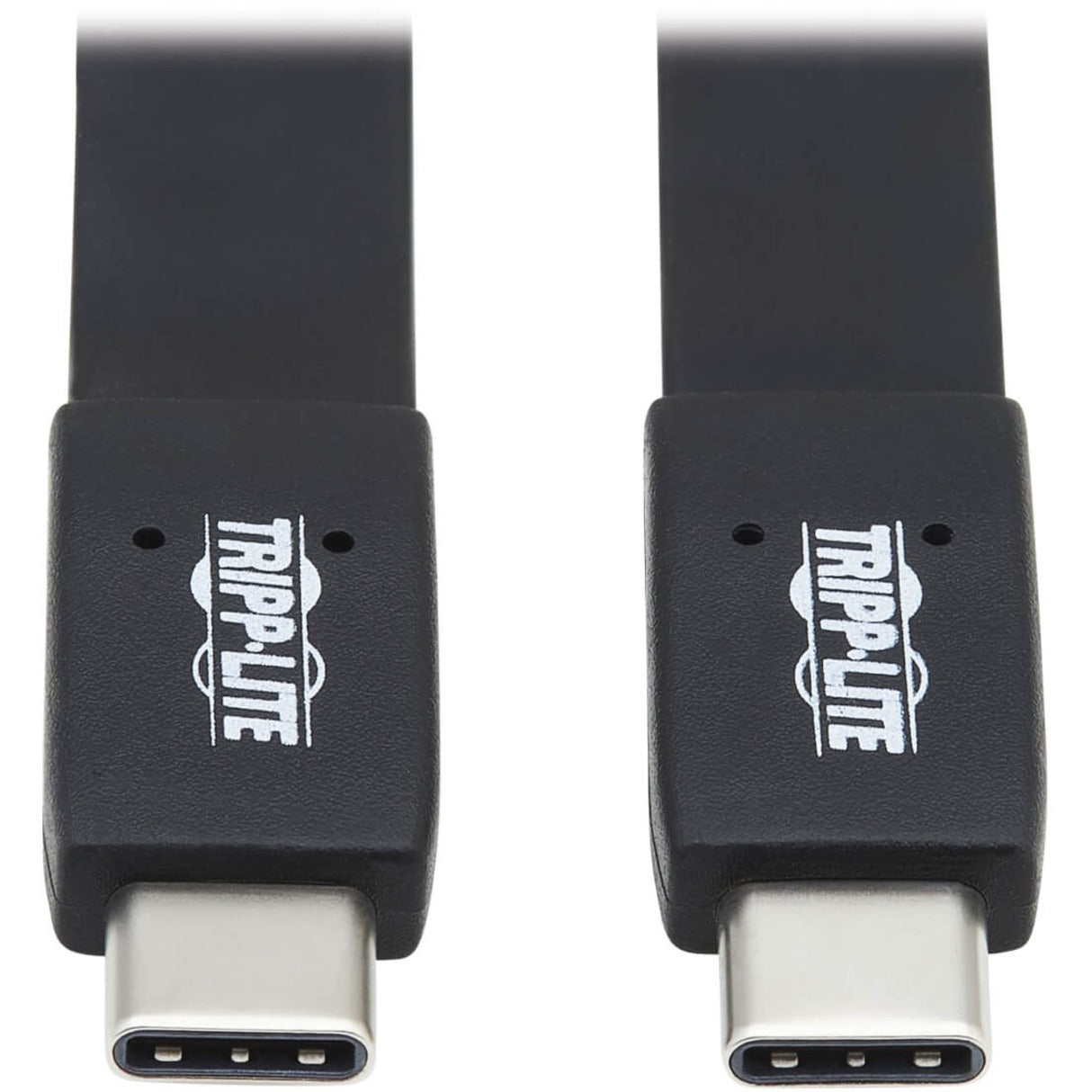 Close-up view of Tripp Lite USB-C connectors showing gold-plated contacts and branded housing-alternate-image1