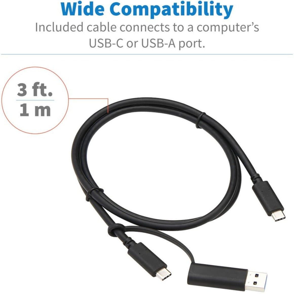 3-foot USB-C cable with USB-A adapter showing wide compatibility features-alternate-image2